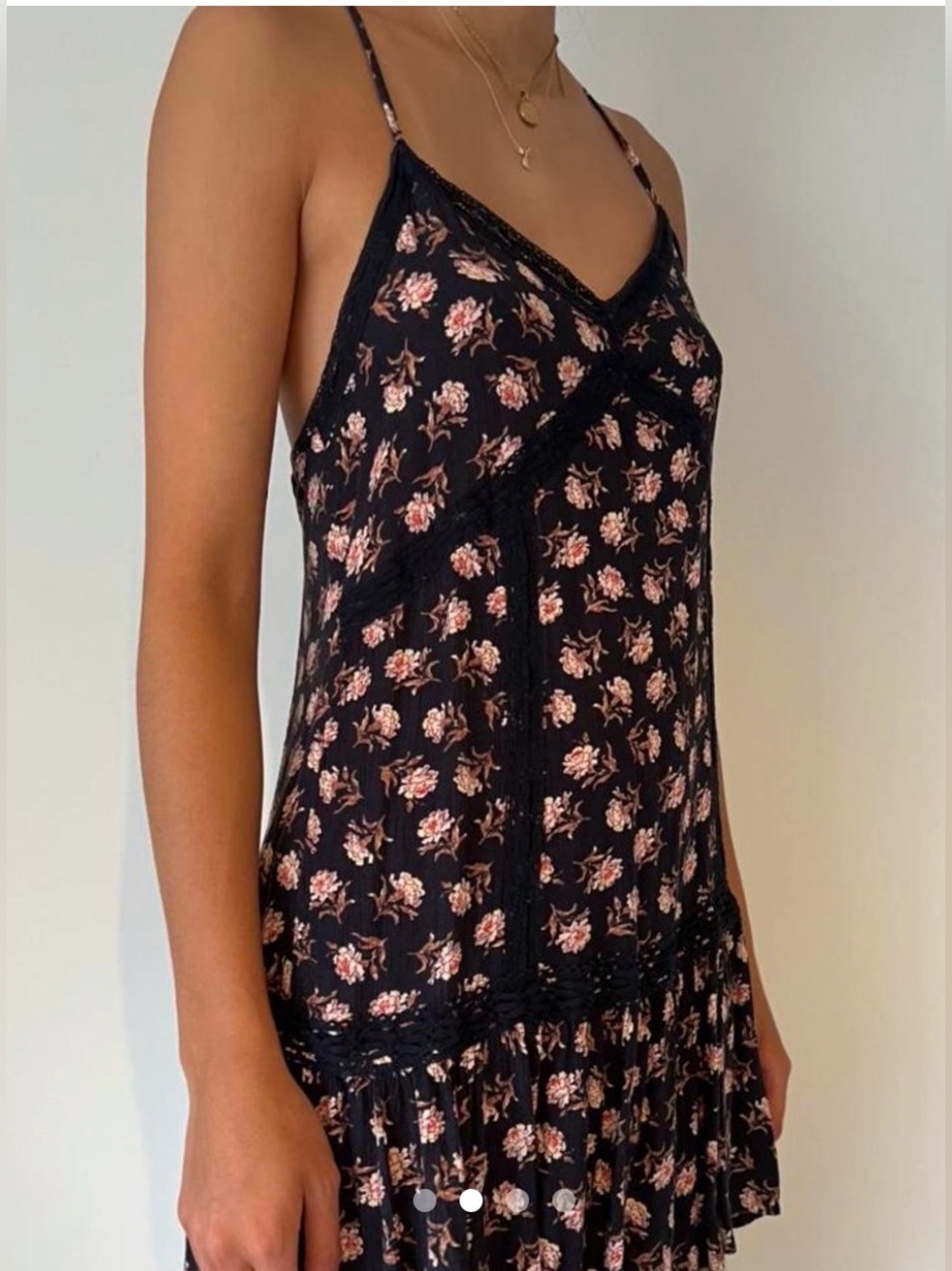 American Eagle Boho Floral Lace-Trim Halter Mini Dress - Size XS